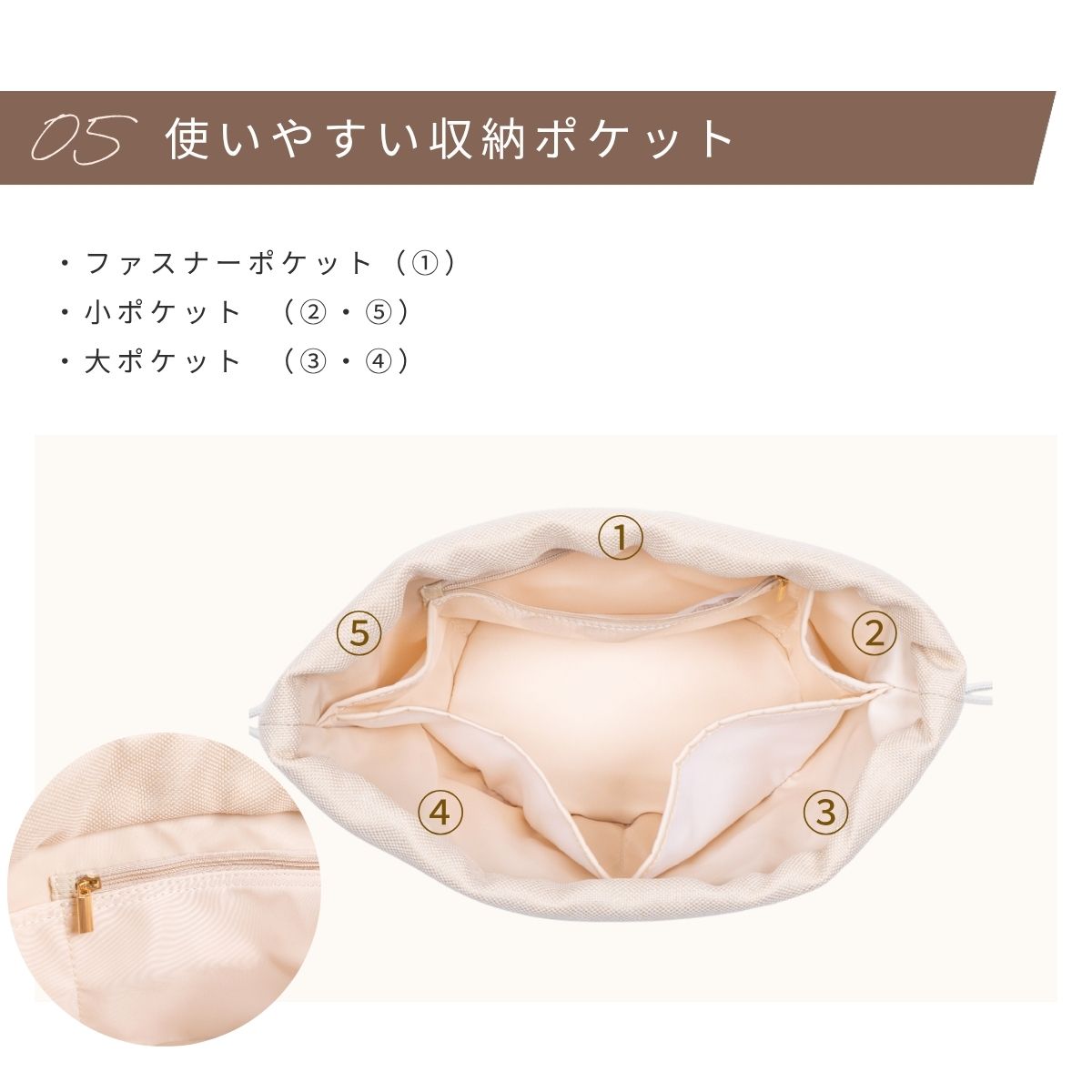 For LOEWE/CELINE（ロエベ/セリーヌ） カゴバッグ専用バッグインバッグ