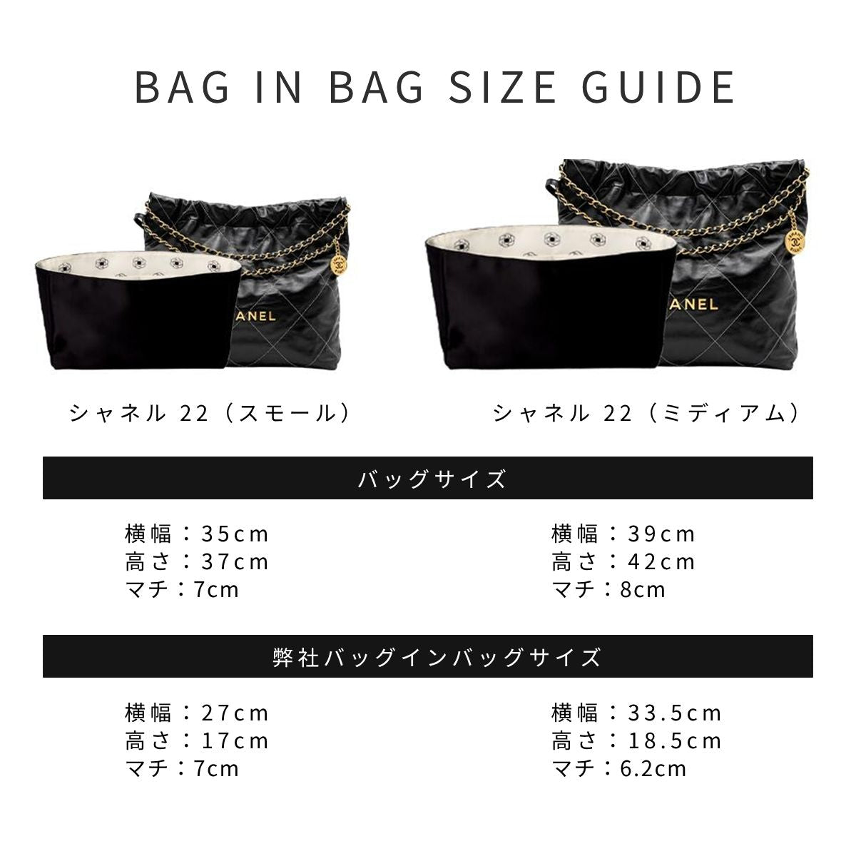 For CHANEL（シャネル）カメリア柄防水バッグインバッグ シャネル22 / マトラッセ23 / マトラッセ25対応
