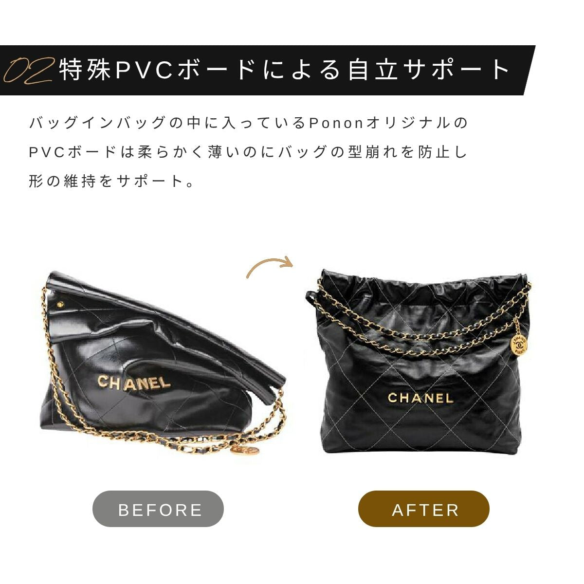 For CHANEL（シャネル）カメリア柄防水バッグインバッグ シャネル22 / マトラッセ23 / マトラッセ25対応
